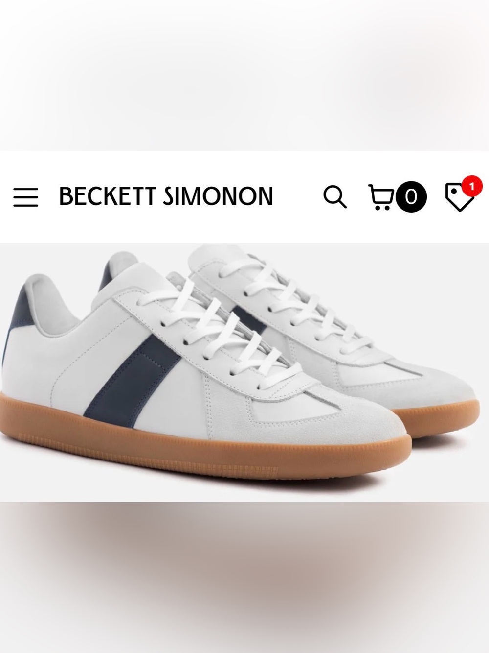 Beckett Simonon Morgan trainers Leather Sneakers with Navy Stripe